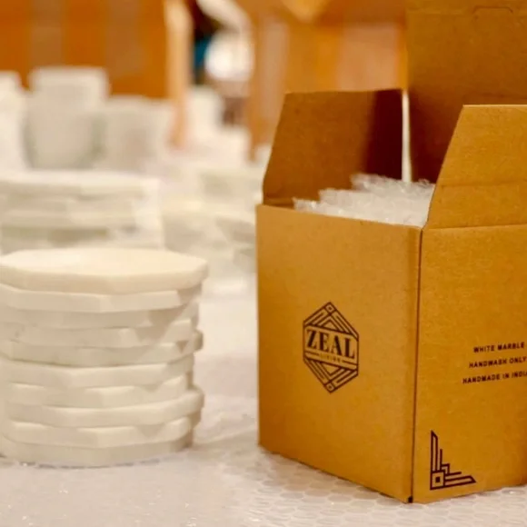 Zeal Living Marble Geo Coasters - Set of 4 - Picture 5 of 6